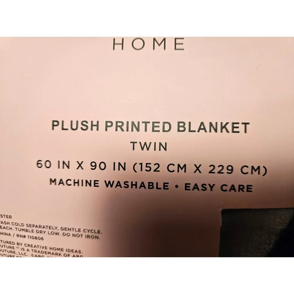 Juicy Couture Plush Printed Twin Blanket NWT Black Checkered‎ Logo Soft